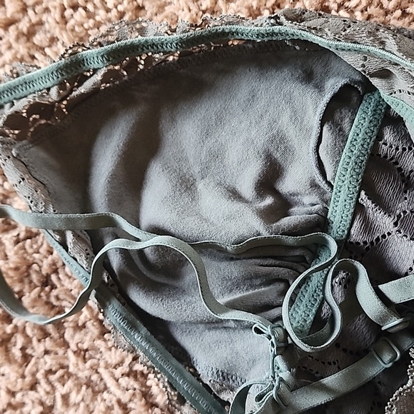 Aerie American Eagle Candy Padded Lace Bralette Large Royal Palm Strappy - Picture 5 of 13